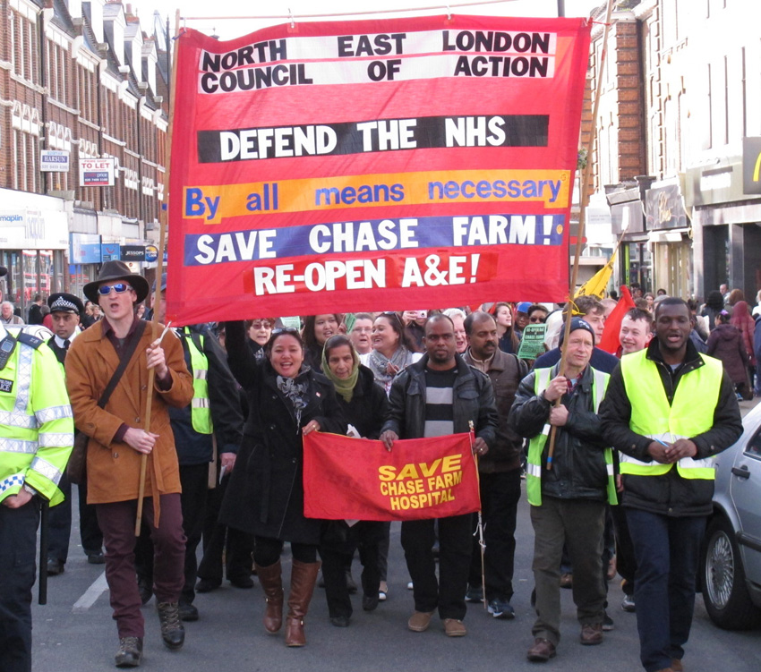 Saturday afternoon’s march through Enfield demanding the immediate reopening of Chase Farm Hospital’s A&E which won a huge response