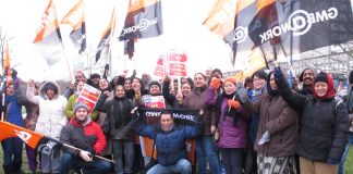 Ealing Hospital strikers employed by contractor Medirest in determined mood during their last 48-hour pay strike