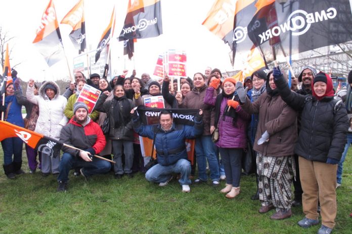 Ealing Hospital strikers employed by contractor Medirest in determined mood during their last 48-hour pay strike