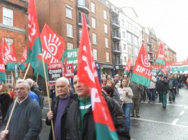 SIPTU workers on the ICTU demonstration against austerity through Dublin in February 2013