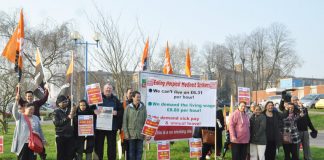 GMB Medirest strikers at Ealing Hospital early on Friday morning – the first day of their seven-day strike