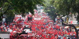 Venezuelan workers on a May Day demonstration