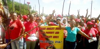 COSATU members demonstrate for quality jobs