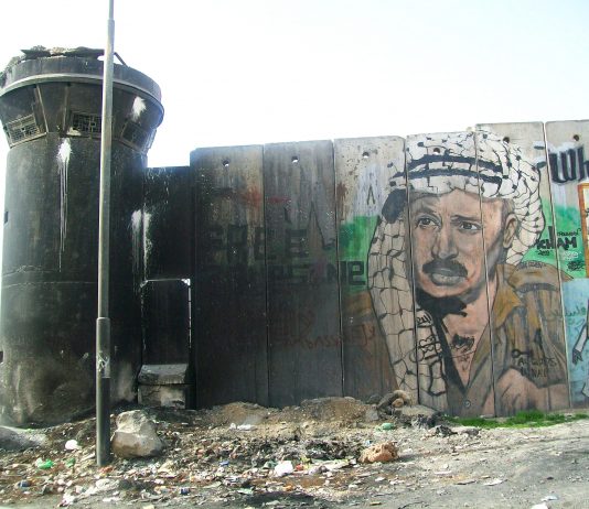 Portrait of Yasser Arafat on the Israeli separation wall