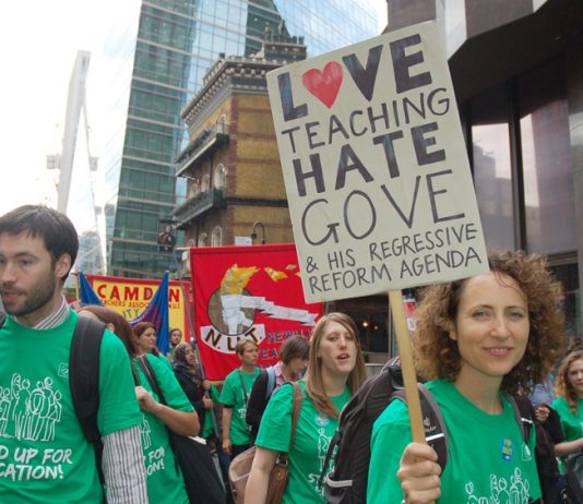 The NUT on the march through central London during their strike last year