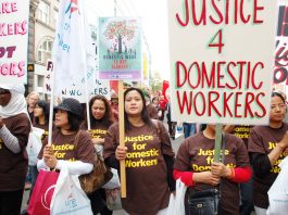 Domestic workers marching on May Day demanding proper job contracts