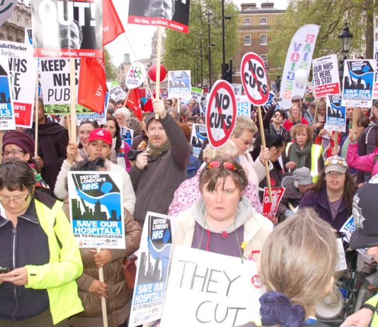 Demonstrators in London last May determined to defend the NHS