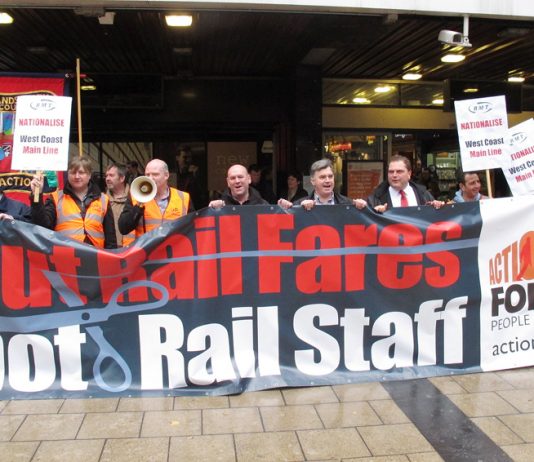 RMT members calling for the renationalisation of the West Coast Mainline trains . . . they now call for the East Coast Mainline to remain nationalised