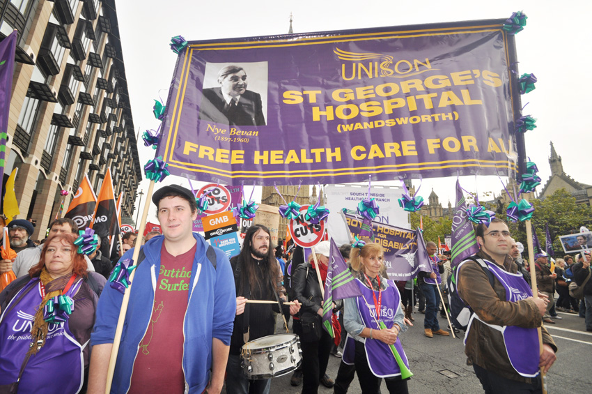 Unison healthworkers from St Georges Hospital on a TUC demonstration – they demand more staff or patients will die
