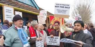 An earlier demonstration against the privatisation of GP surgeries in Tower Hamlets – now they are to be closed