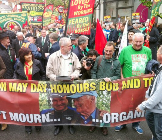 Thousands of workers saluted the memory of Bob Crow as a working class fighter on yesterday’s May Day march