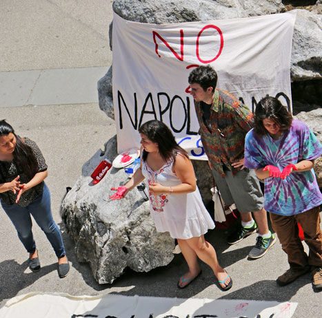Students on May Day demanding the resignation of University of California president Janet Napolitano