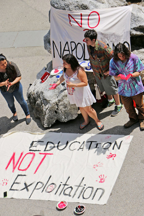 Students on May Day demanding the resignation of University of California president Janet Napolitano