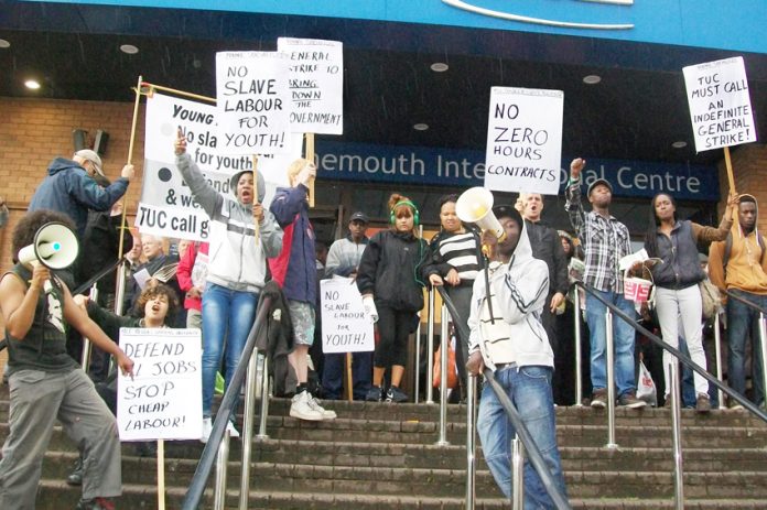 Young Socialists lobby of last September’s TUC Congress in Brighton demanding no zero-hours contracts