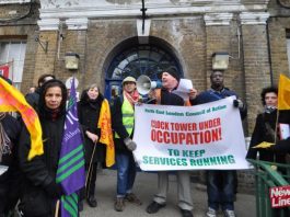 The Clock Tower at Chase Farm  was occupied to keep the services running in February 2013