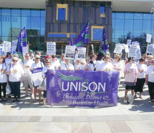 Up to 600 took part in the Doncaster carers march last Saturday against the private company Care UK which is seeking to cut their wages and jobs