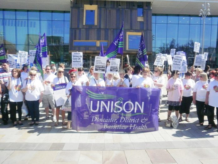 Up to 600 took part in the Doncaster carers march last Saturday against the private company Care UK which is seeking to cut their wages and jobs