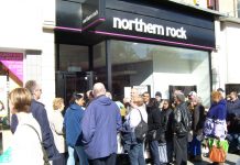 Queues outside Northern Rock bank after the 2008 collapse