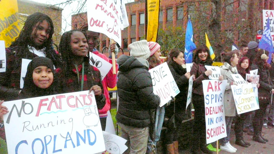 Copland School in Wembley, London – parents, teachers and pupils are determined not to be forced into an academy