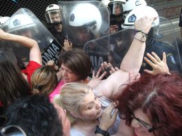 Greek cleaners said that they were being treated in the same way that Thatcher treated the striking miners – Photo Credit Marios Lolos