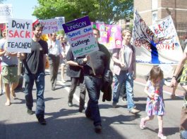 Demonstration in Hackney in May last year against cuts at the Community College