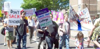 Demonstration in Hackney in May last year against cuts at the Community College