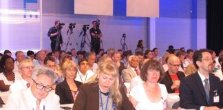 A section of the delegates at the BMA Conference which on its first day showed its determination to fight NHS cuts and closures and not to allow NHS charging