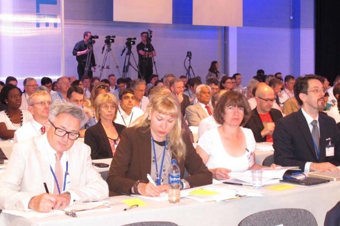 A section of the delegates at the BMA Conference which on its first day showed its determination to fight NHS cuts and closures and not to allow NHS charging