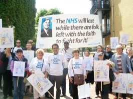 Marchers assemble in Tower Hamlets on June 5th to march against the closure of GP surgeries