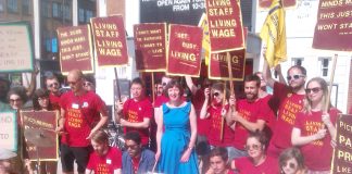 Ritzy cinema strikers were joined yesterday afternoon by TUC general Secretary FRANCES O’GRADY who also welcomed the Young Socialists March for Jobs starting on August 19th to the TUC Congress in Liverpool