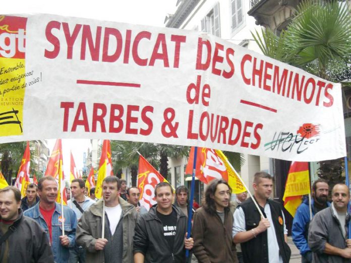 French rail workers – their strike action is continuing