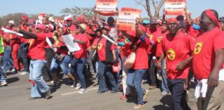 NUMSA auto workers marching during their strike last September