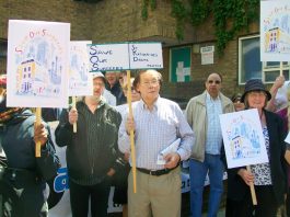 Defend NHS with General Strike! GPs and patients marched through east London in defence of GP surgeries on June 5th