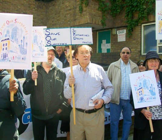 GPs and patients marched through east London in defence of GP surgeries on June 5th
