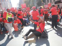 NUMSA workers on a demonstration