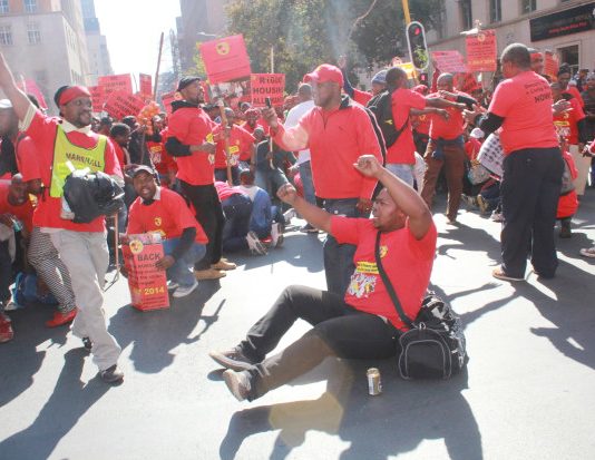 NUMSA workers on a demonstration
