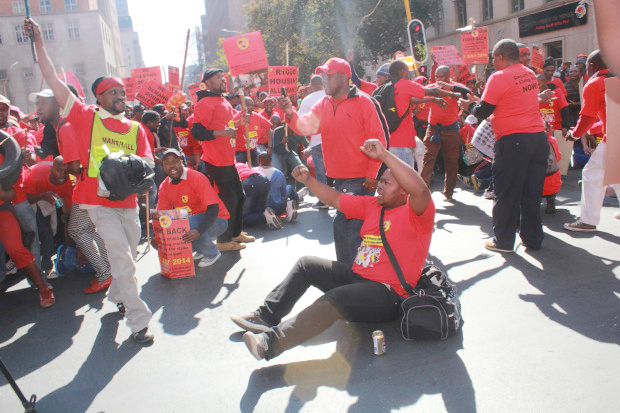 NUMSA workers on a demonstration