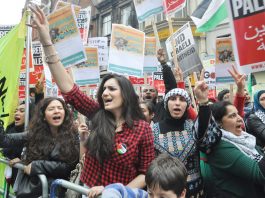 ‘We will fight until we end the siege of Gaza’ – Islamic Jihad ‘Free, free Palestine’ chant protesters outside the Israeli embassy in london