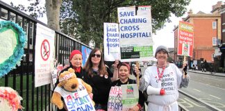 Campaigners opposing the closure and demolition of Charing Cross Hospital – one of the four west London hospitals due to lose its A&E and close