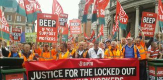 Demonstration in support of the locked-out Greyhound workers