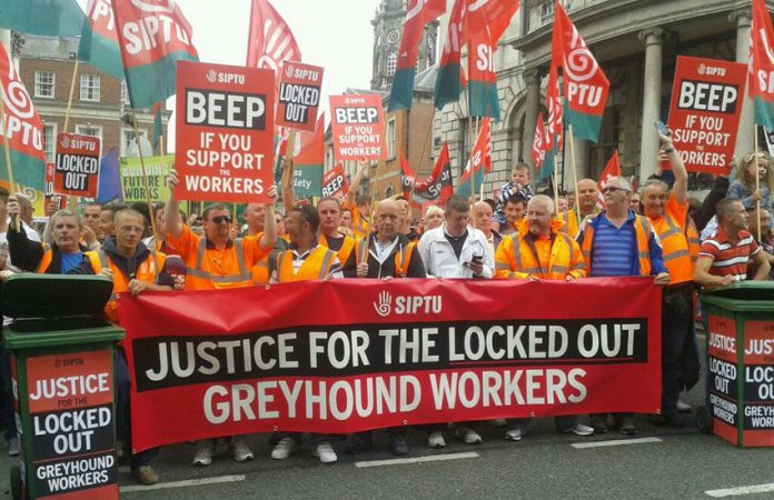 Demonstration in support of the locked-out Greyhound workers