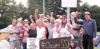 The Support Stafford Hospital campaigners are fighting the closure of the Hospital and have set up a camp in the grounds