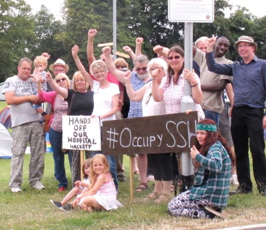 The Support Stafford Hospital campaigners are fighting the closure of the Hospital and have set up a camp in the grounds