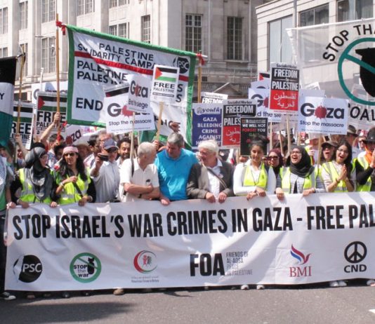 In London 120,000 marched on July 26 against the Israeli onslaught