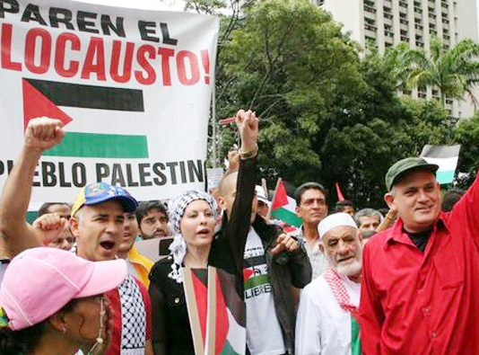 Demonstration in Venezuela in support of the Palestinian struggle for their state