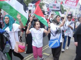 Demonstrators call for trade unions to take action over Palestine! The demonstration of hundreds of thousands in Oxford Street