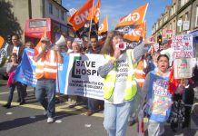 Demonstration in Hammersmith against the closure of four A&Es in west London – meanwhile west London’s Imperial College NHS Trust aims to double its private income