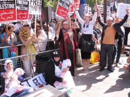 ‘STOP ARMING ISRAEL–LIFT THE SIEGE!’ – 2,000 workers and youth demand at 10 Downing Street Women at the front of Saturday’s demonstration depicting the Israeli slaughter of Palestinian children in Gaza