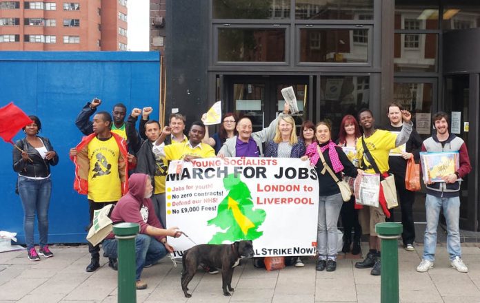 The marchers got the full support of Unite’s Sainsbury’s National Committee for the Young Socialists March for Jobs to the TUC Congress