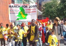 Marchers on their way to the TUC Congress demanding ‘set the date for the General Strike!’